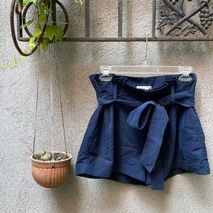 High Waisted Peplum Shorts with Tie Belt